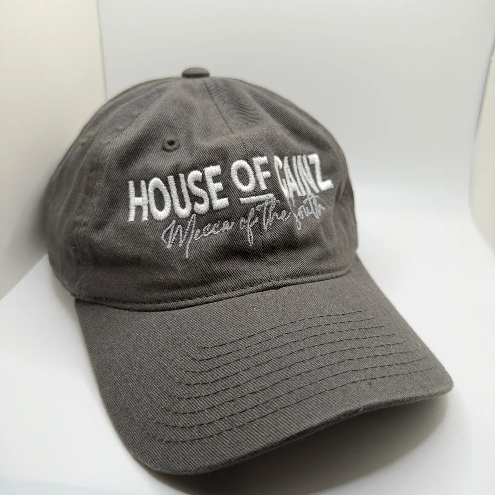 House of Gainz Mecca of the South Embroidered Gym Hat Gray Cotton Dad‎ Cap 205